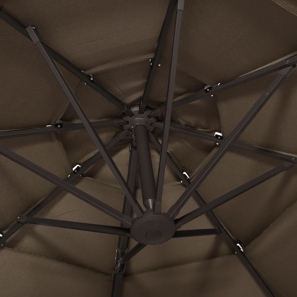 4-Tier Garden Parasol with Aluminium Pole Taupe 3x3 m