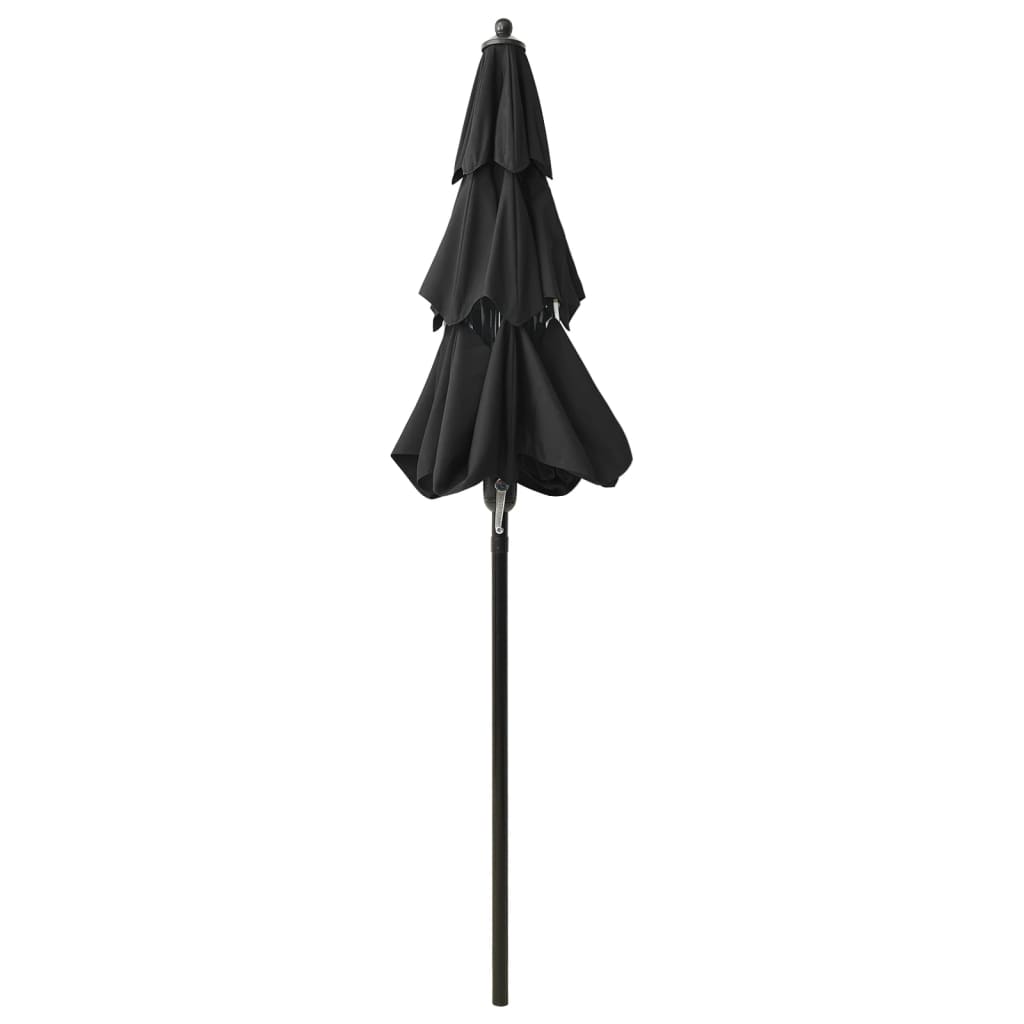 3-Tier Garden Parasol with Aluminium Pole Black 2 m