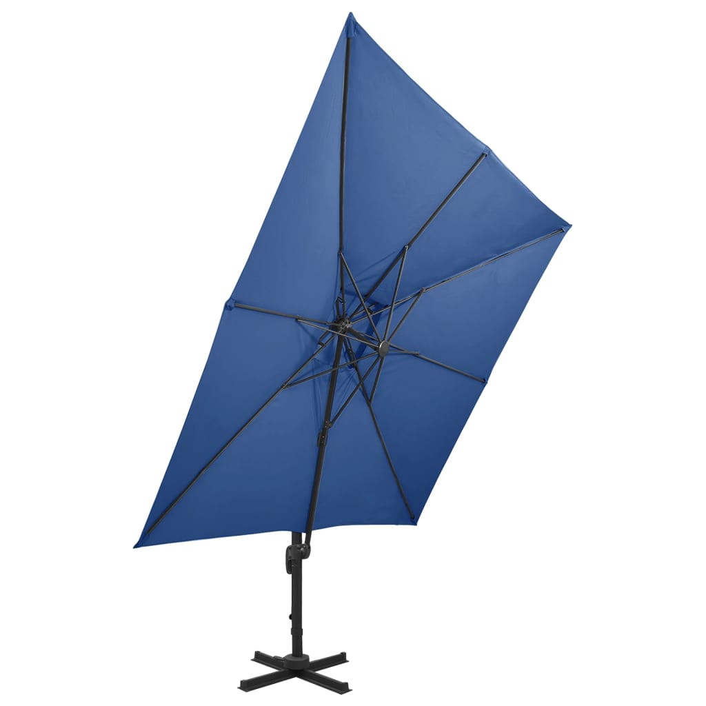 Cantilever Garden Parasol with Double Top 300x300 cm Azure Blue