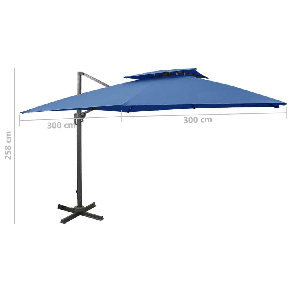 Cantilever Garden Parasol with Double Top 300x300 cm Azure Blue