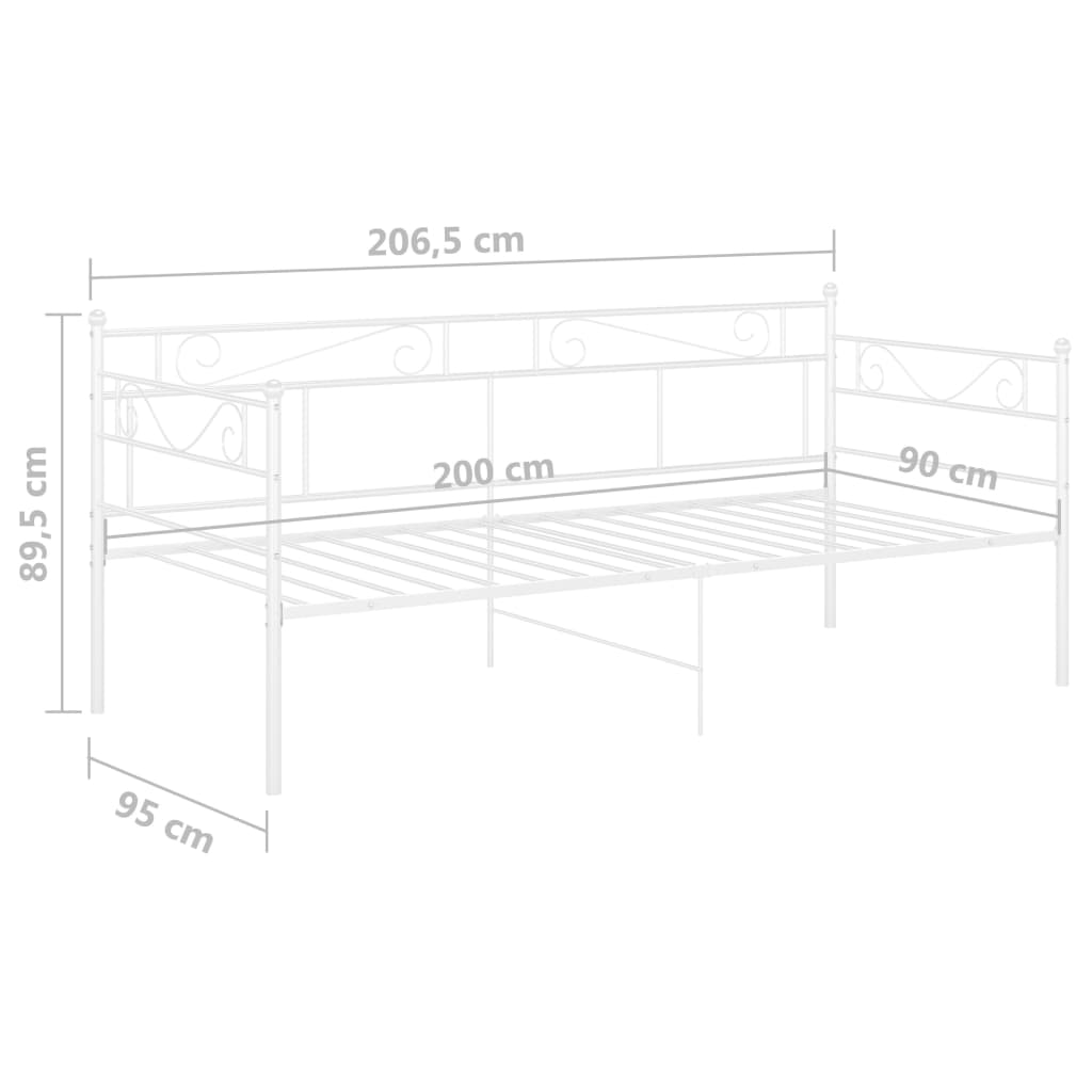 Sofa Bed Frame without Mattress White Metal 90x200 cm
