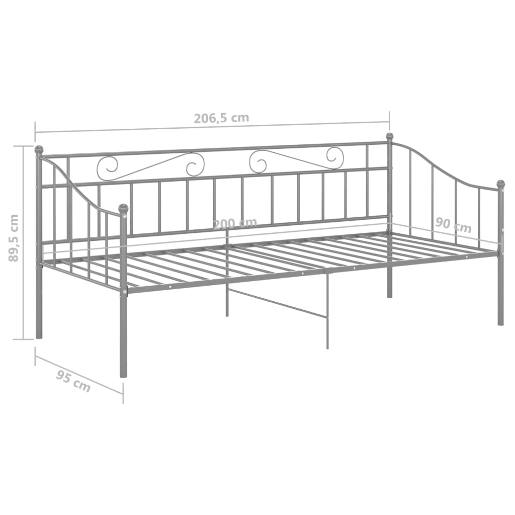 Sofa Bed Frame without Mattress Grey Metal 90x200 cm