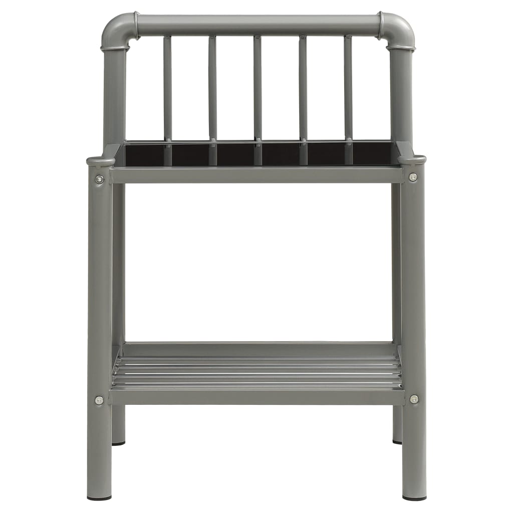 Bedside Cabinets 2 pcs Grey and Black Metal and Glass