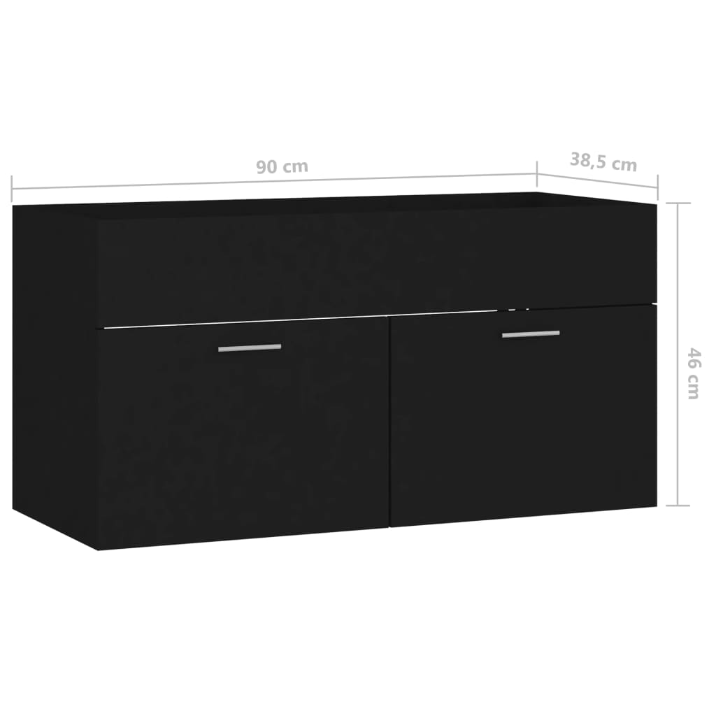 Sink Cabinet Black 90x38.5x46 cm Engineered Wood