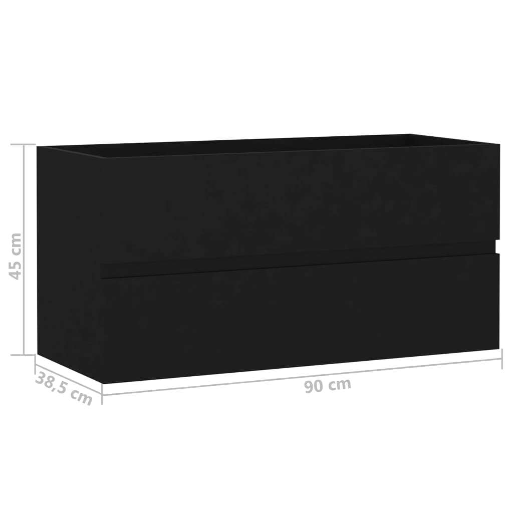 Sink Cabinet Black 90x38.5x45 cm Engineered Wood