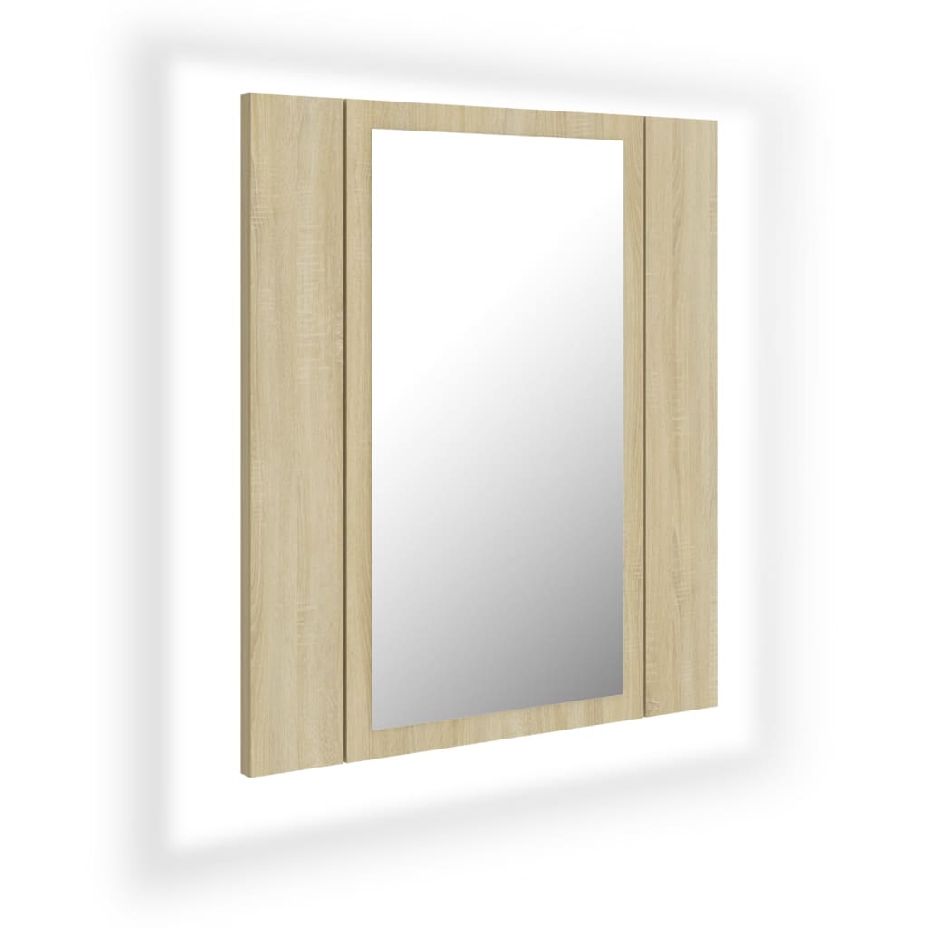 LED Bathroom Mirror Cabinet Sonoma Oak 40x12x45 cm Acrylic