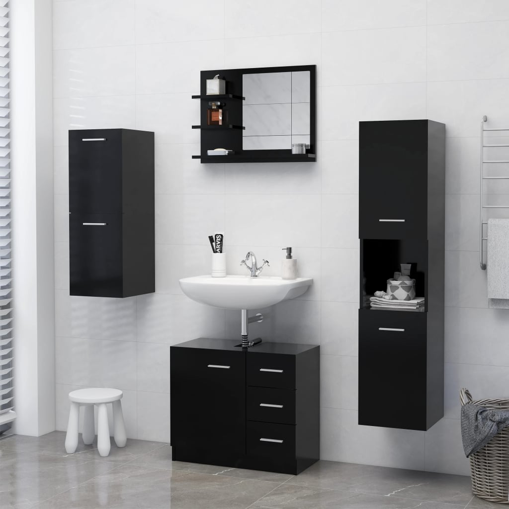 Bathroom Mirror Black 60x10.5x45 cm Engineered Wood