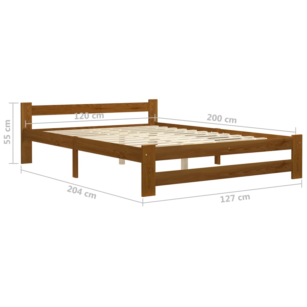 Bed Frame without Mattress Honey Brown Solid Pine Wood 120x200cm