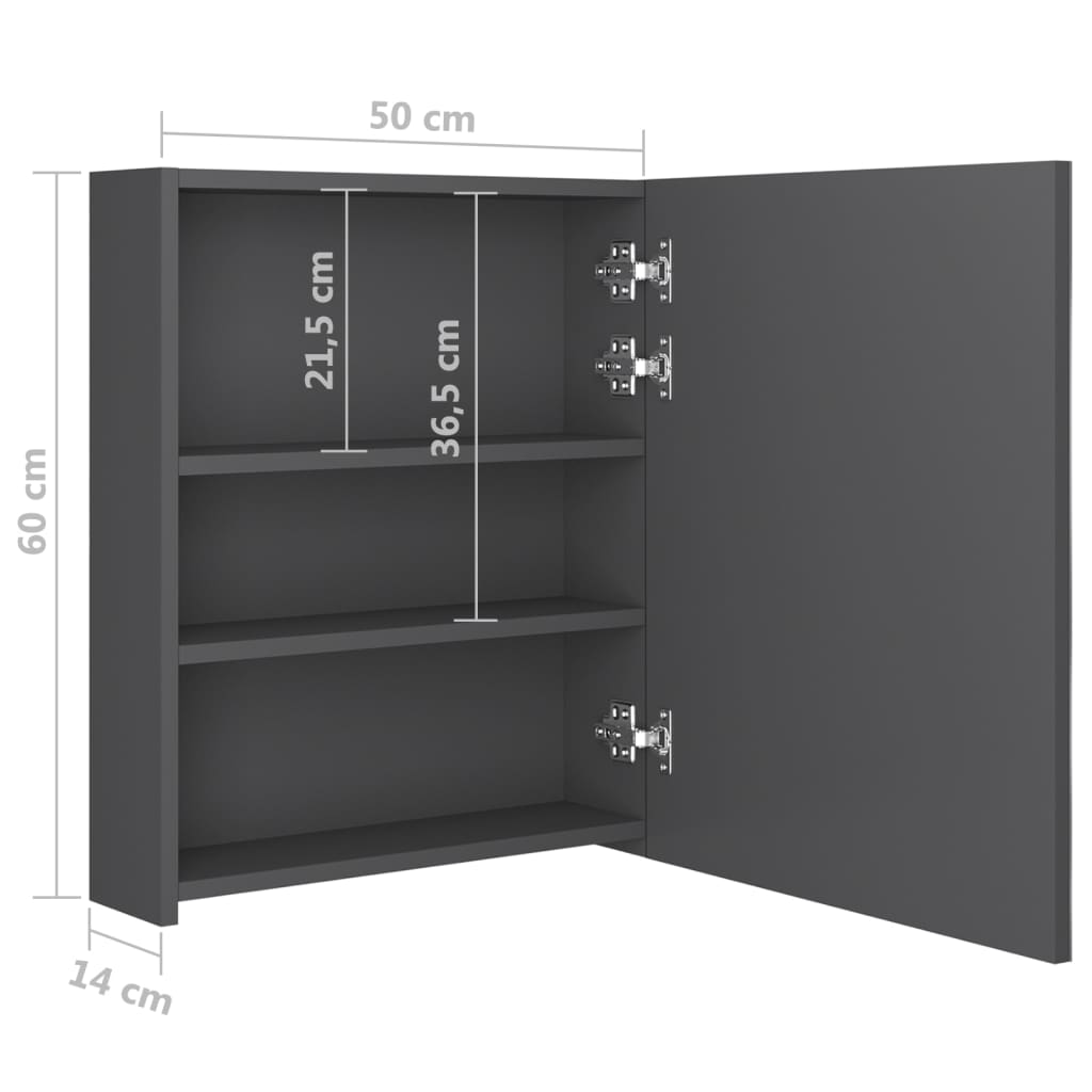 LED Bathroom Mirror Cabinet Grey 50x14x60 cm