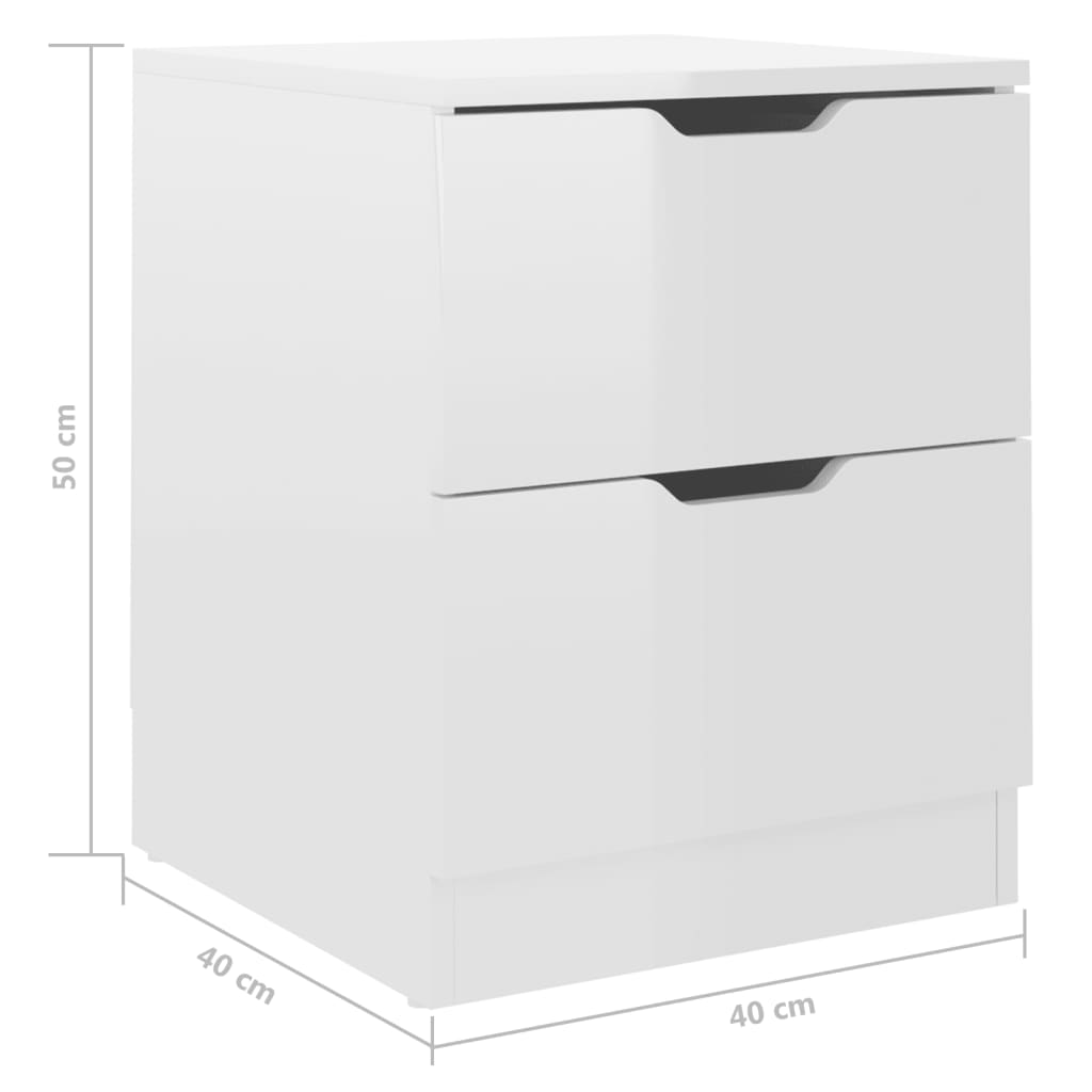 Bedside Cabinets 2 pcs High Gloss White 40x40x50 cm Engineered Wood