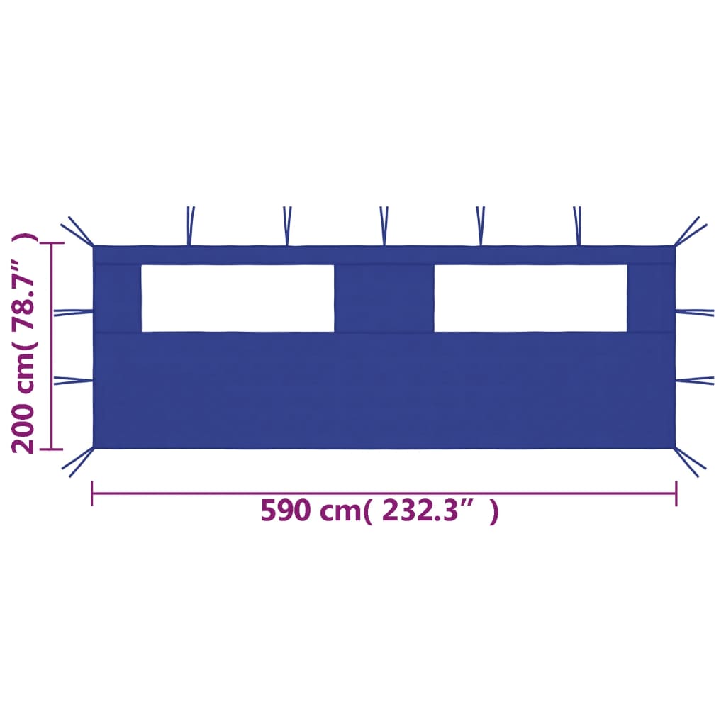 Gazebo Sidewall with Windows 6x2 m Blue