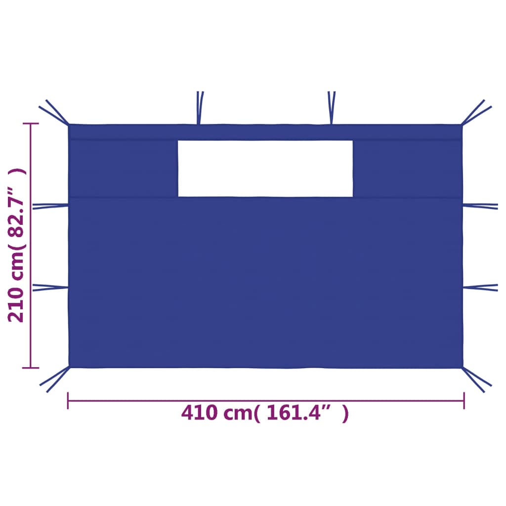 Gazebo Sidewalls with Windows 2 pcs Blue