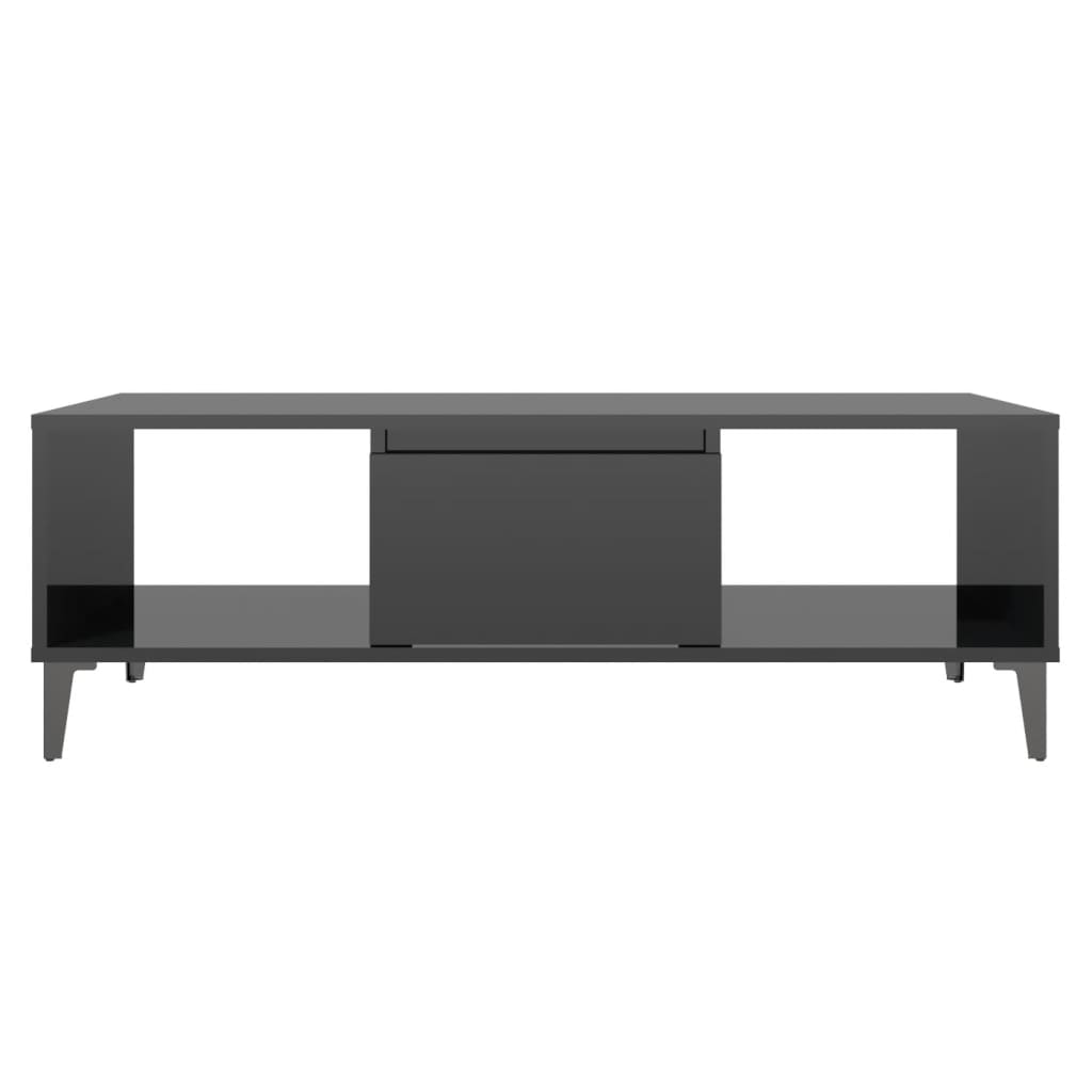 Coffee Table High Gloss Black 103.5x60x35 cm Engineered Wood