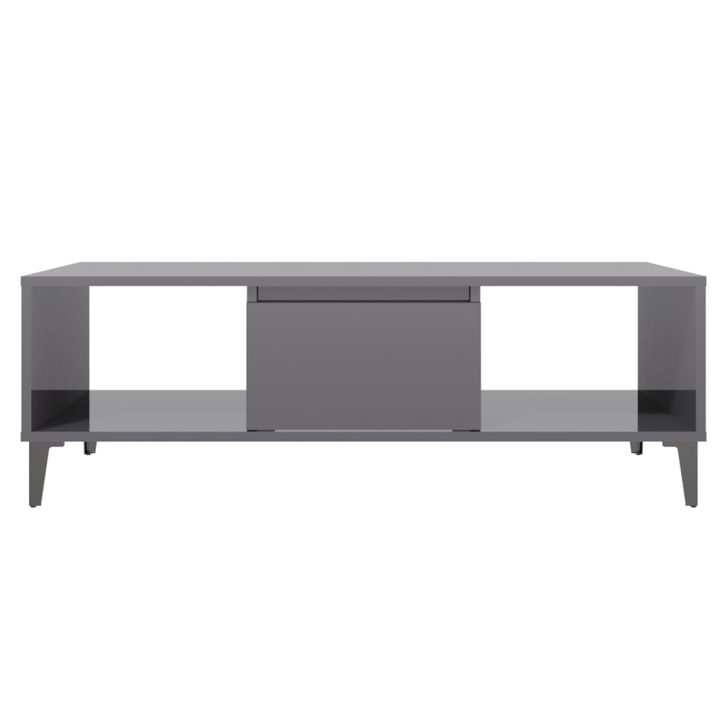 Coffee Table High Gloss Grey 103.5x60x35 cm Engineered Wood