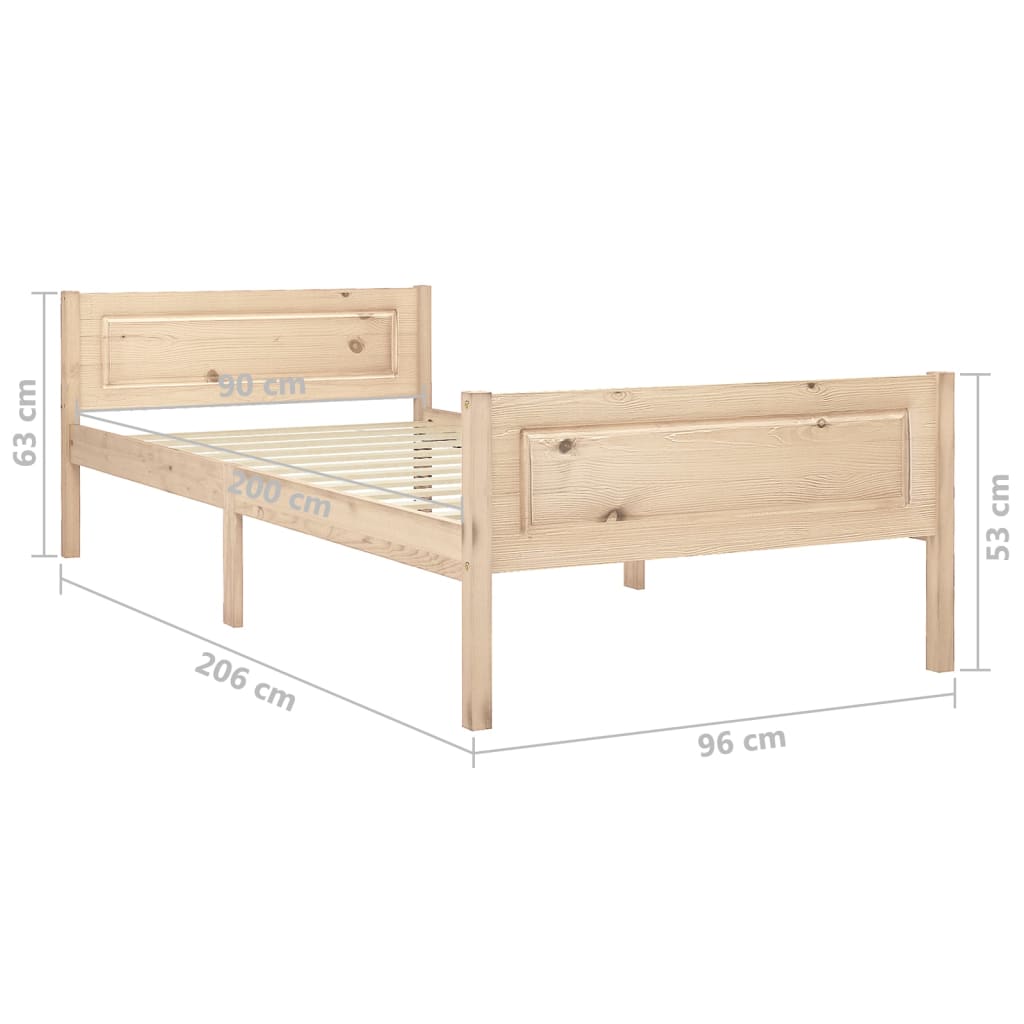 Bed Frame without Mattress Solid Pinewood 90x200 cm