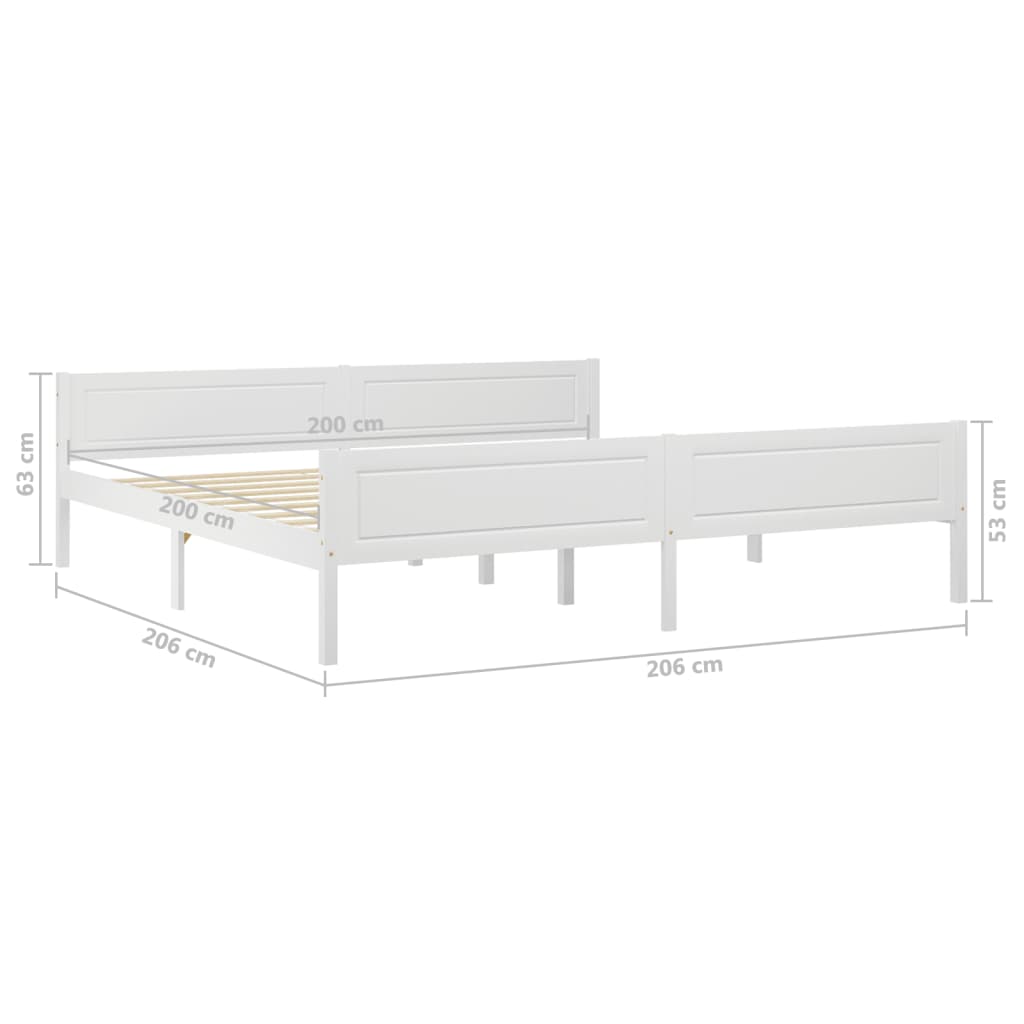 Bed Frame without Mattress Solid Pinewood White 200x200 cm