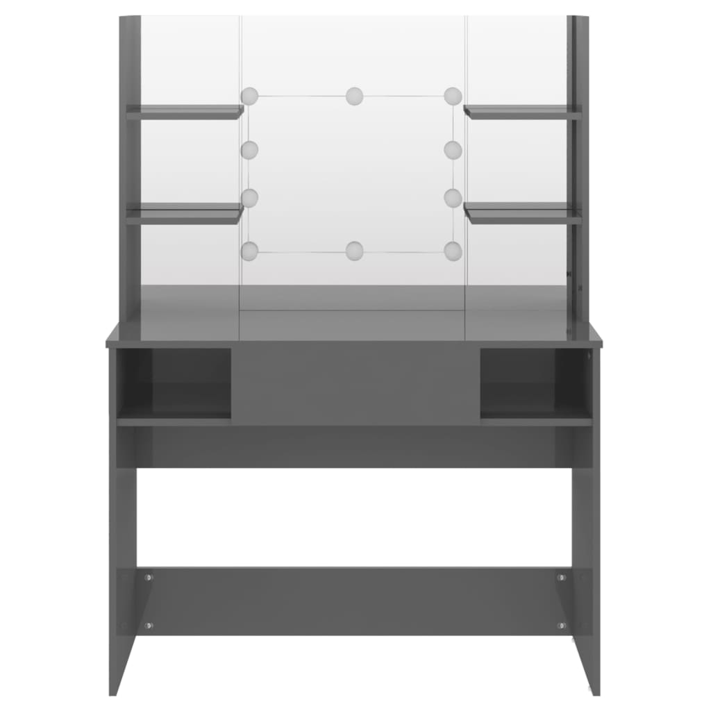 Makeup Table with LED Lights 100x40x135 cm MDF Shining Grey