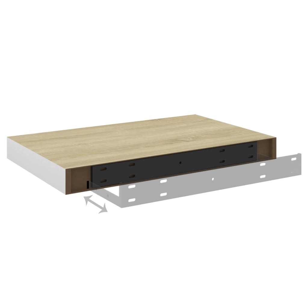 Floating Wall Shelf Oak and White 50x23x3.8 cm MDF