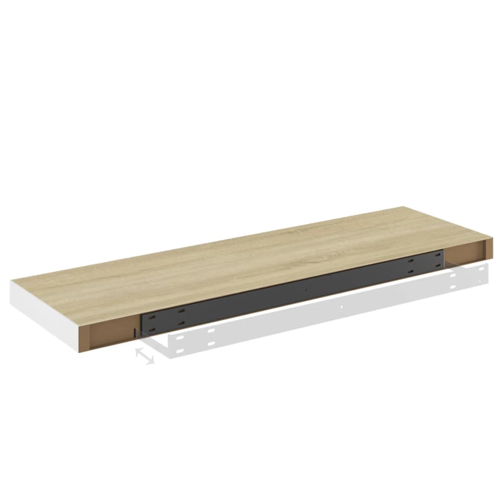 Floating Wall Shelf Oak and White 80x23.5x3.8 cm MDF