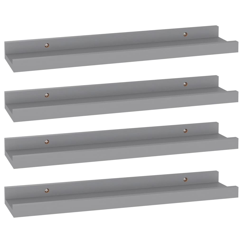 Wall Shelves 4 pcs Grey 40x9x3 cm
