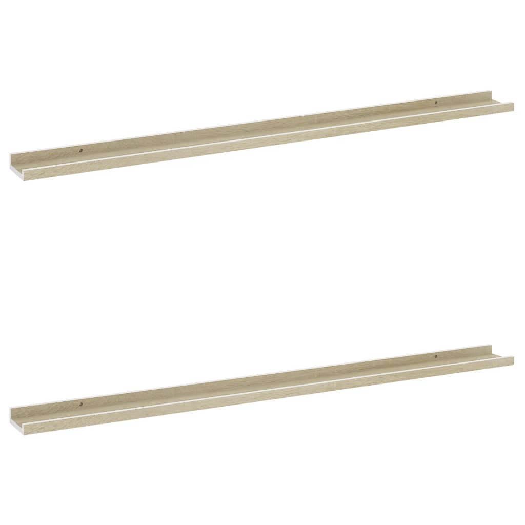Wall Shelves 2 pcs White and Sonoma Oak 115x9x3 cm