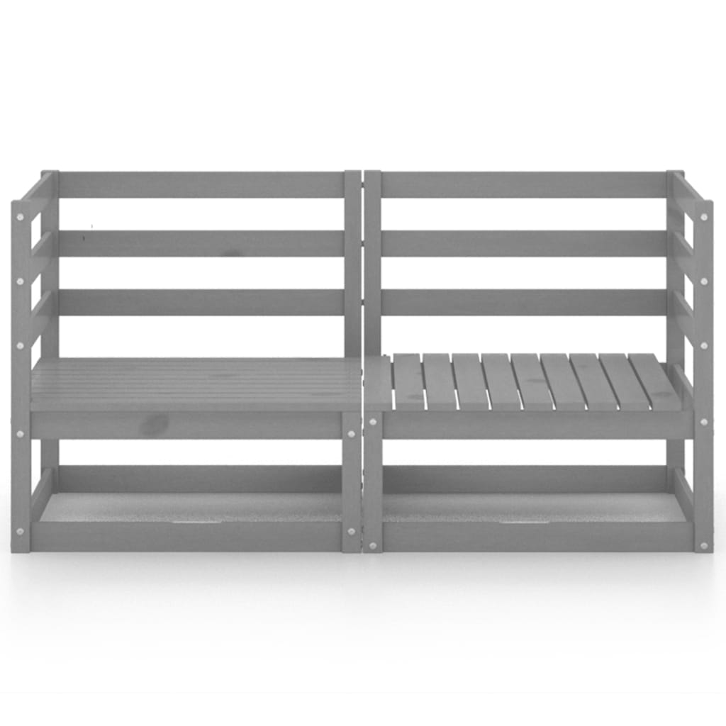 Garden 2-Seater Sofa Grey Solid Pinewood
