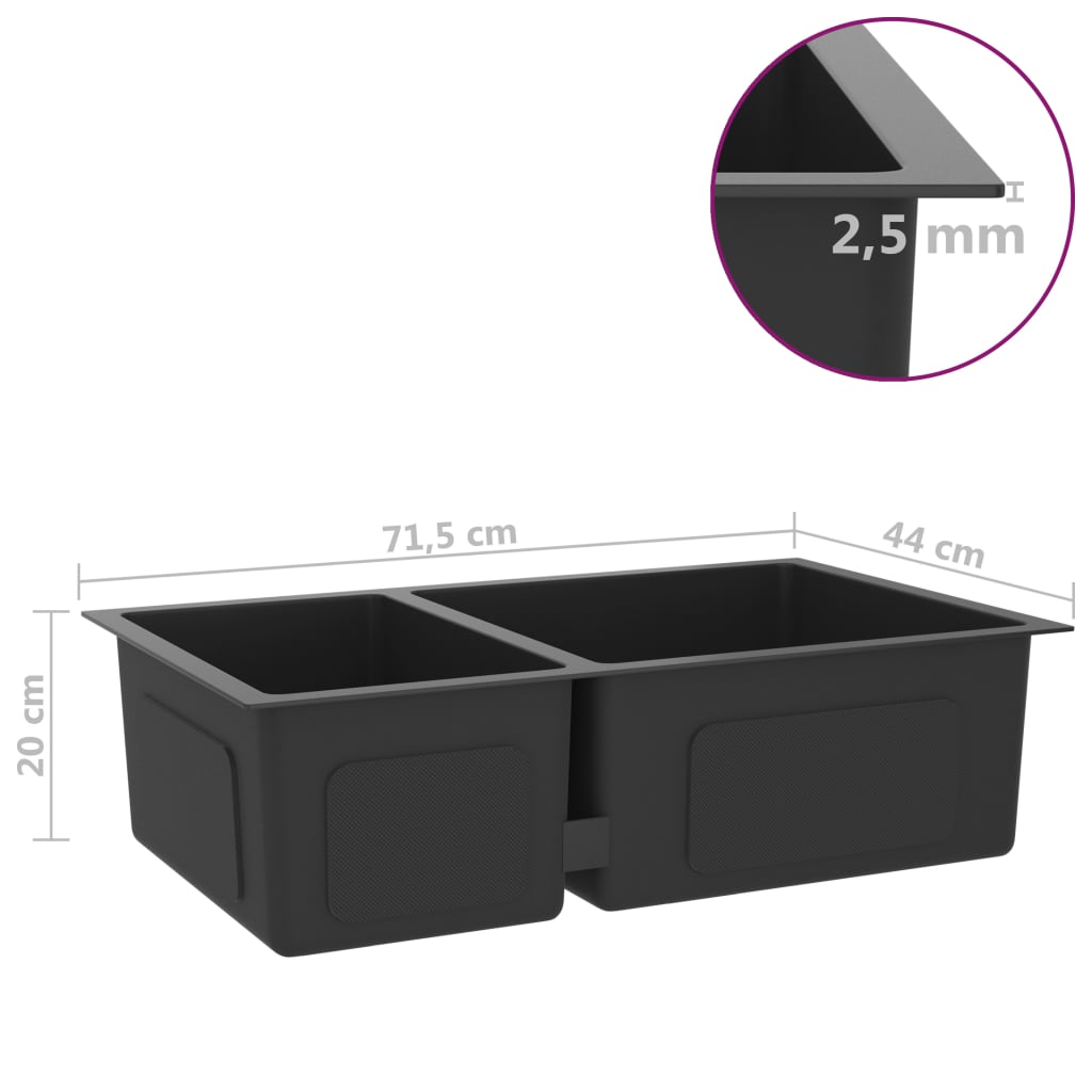 Kitchen Sink Black Stainless Steel