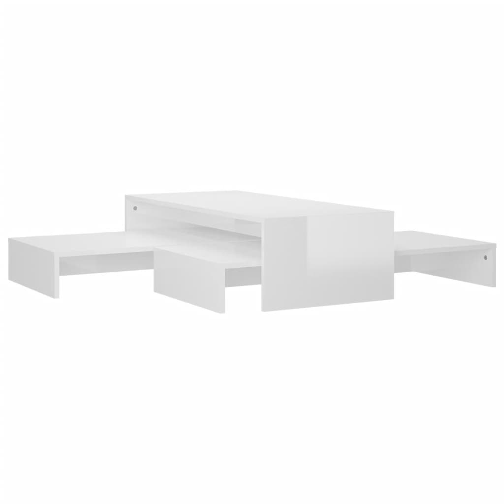 Nesting Coffee Table Set High Gloss White 100x100x26.5 cm