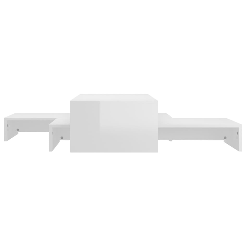 Nesting Coffee Table Set High Gloss White 100x100x26.5 cm