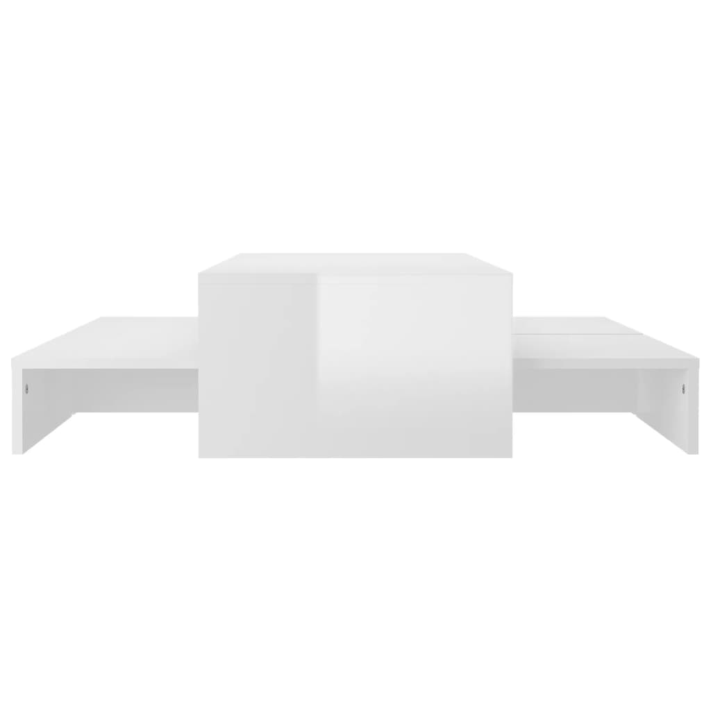 Nesting Coffee Table Set High Gloss White 100x100x26.5 cm