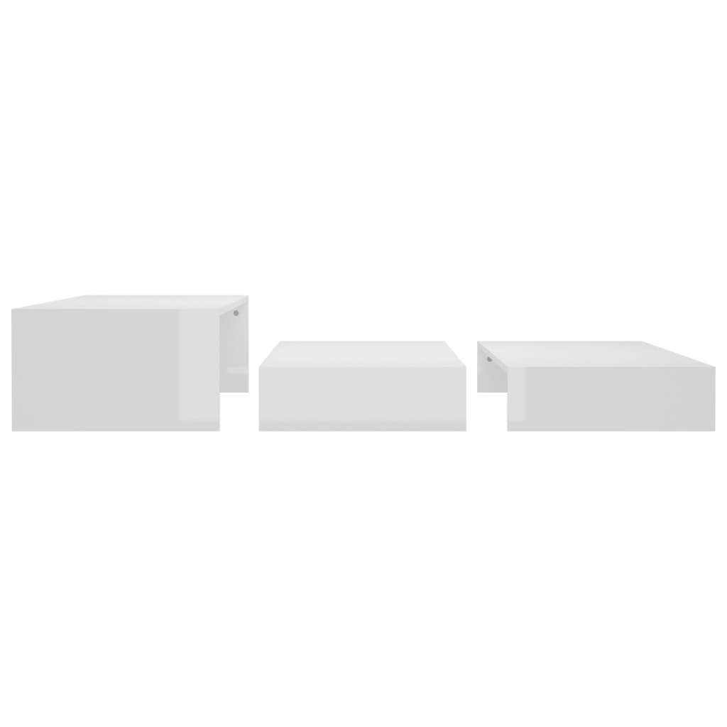 Nesting Coffee Table Set High Gloss White 100x100x26.5 cm