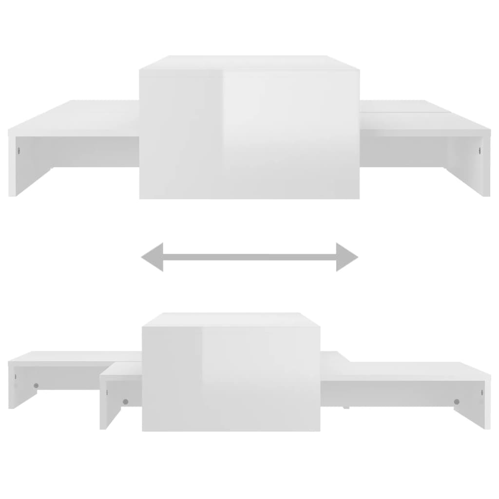 Nesting Coffee Table Set High Gloss White 100x100x26.5 cm