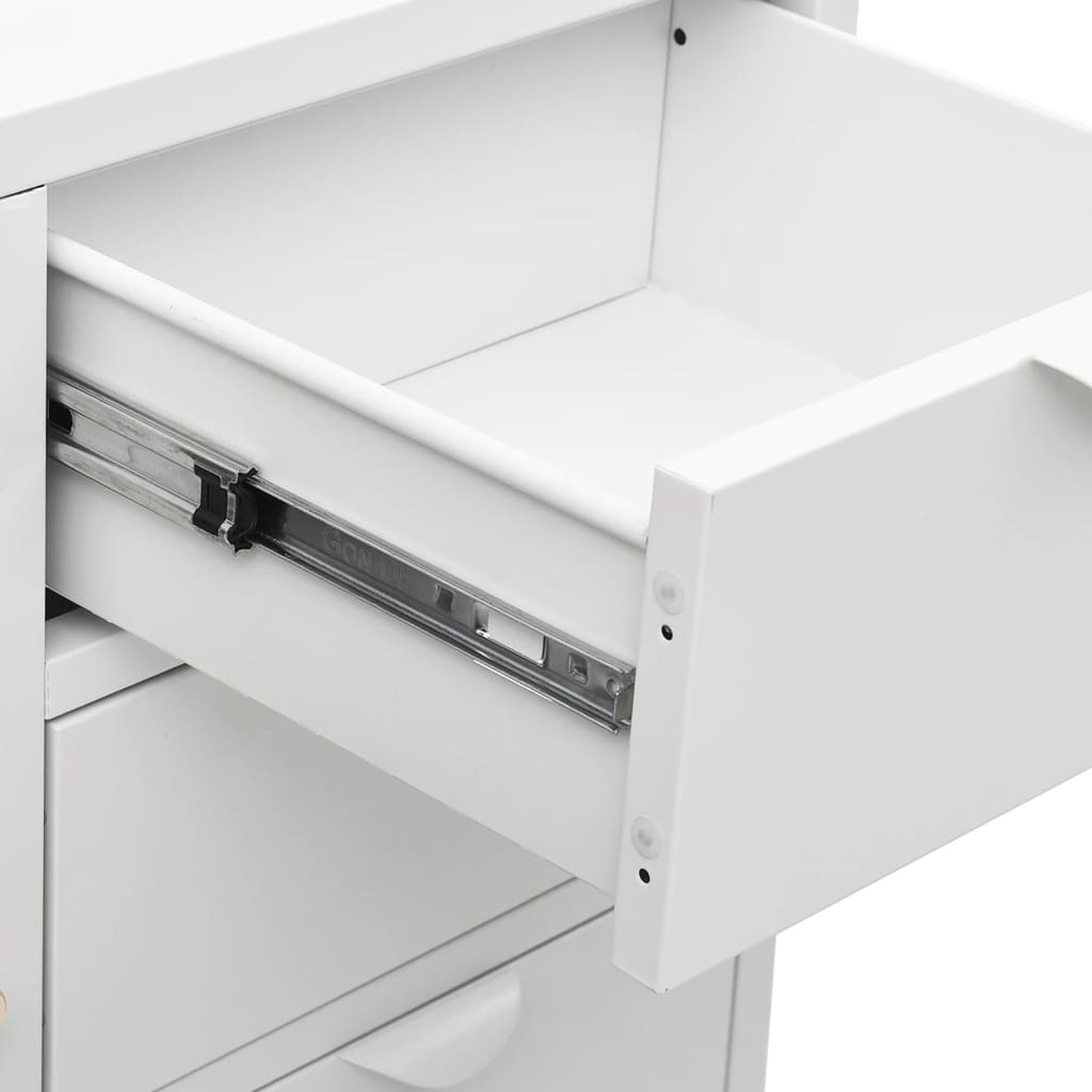 Sideboard White 75x35x70 cm Steel and Tempered Glass