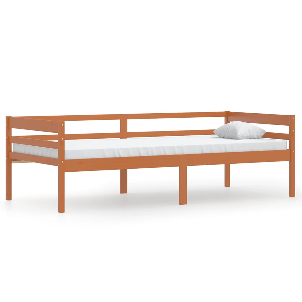 Bed Frame without Mattress Honey Brown Solid Pinewood 90x200 cm