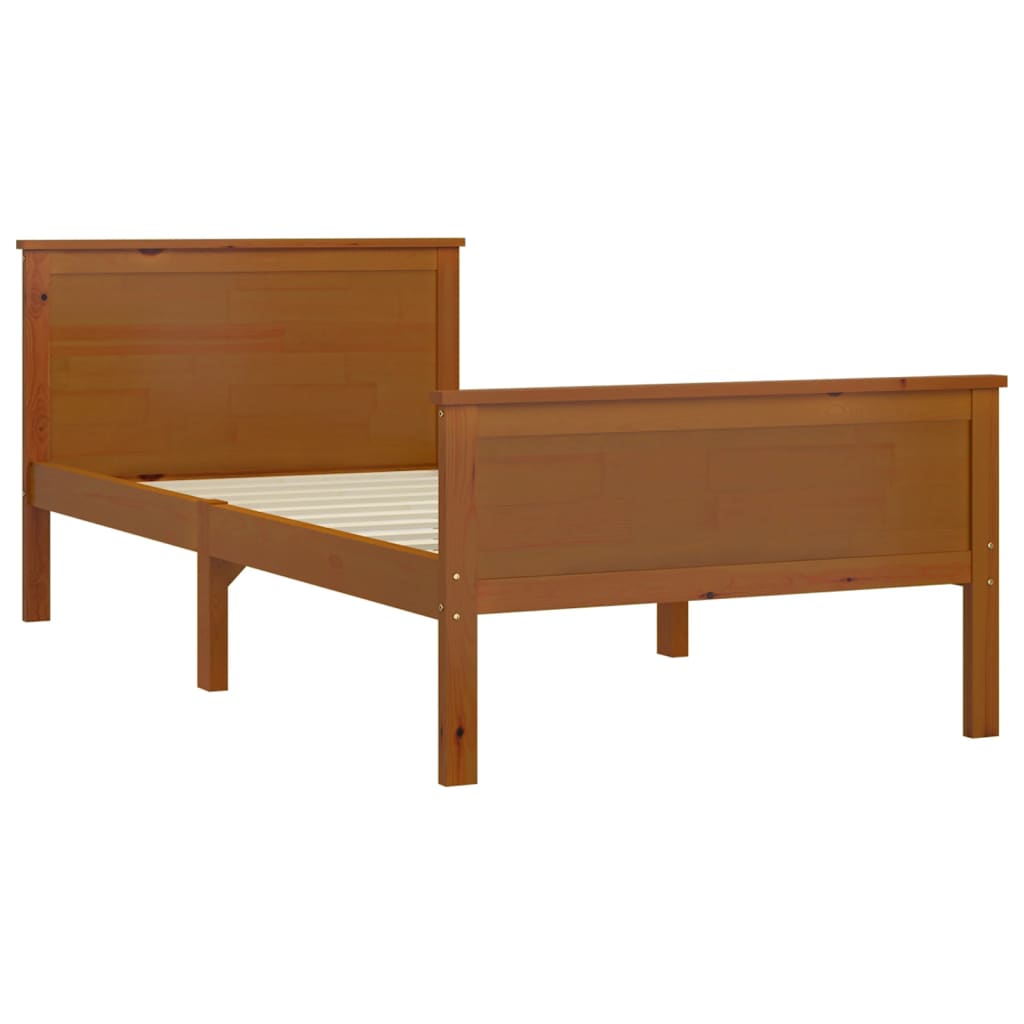 Bed Frame without Mattress Honey Brown Solid Wood Pine 100x200cm