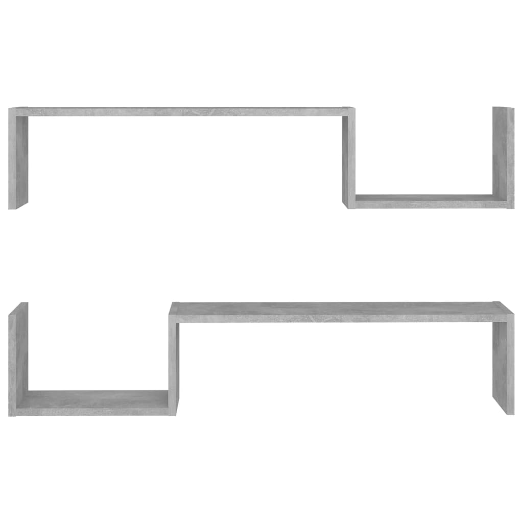 Wall Shelf 2 pcs Concrete Grey 100x15x20 cm Engineered Wood