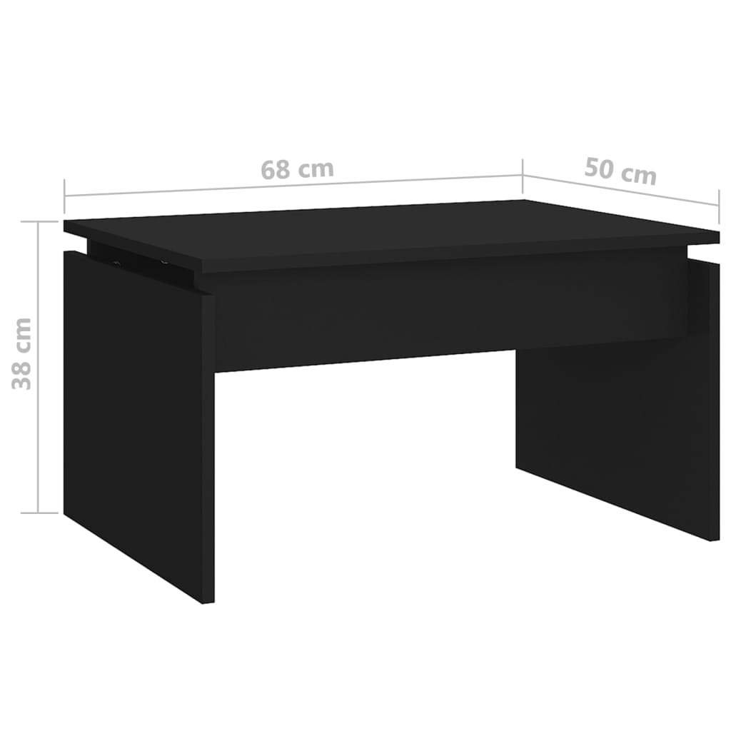 Coffee Table Black 68x50x38 cm Engineered Wood