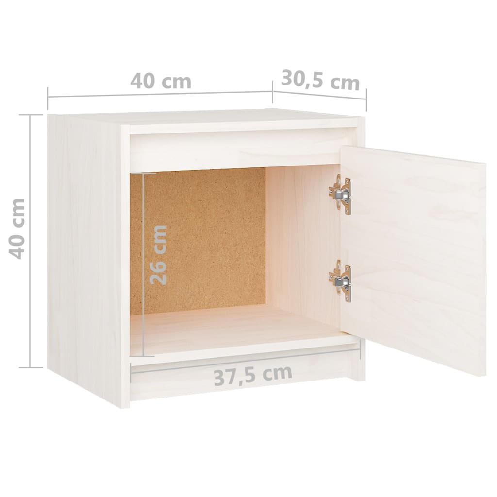 Bedside Cabinets 2 pcs White 40x30.5x40 cm Solid Pinewood