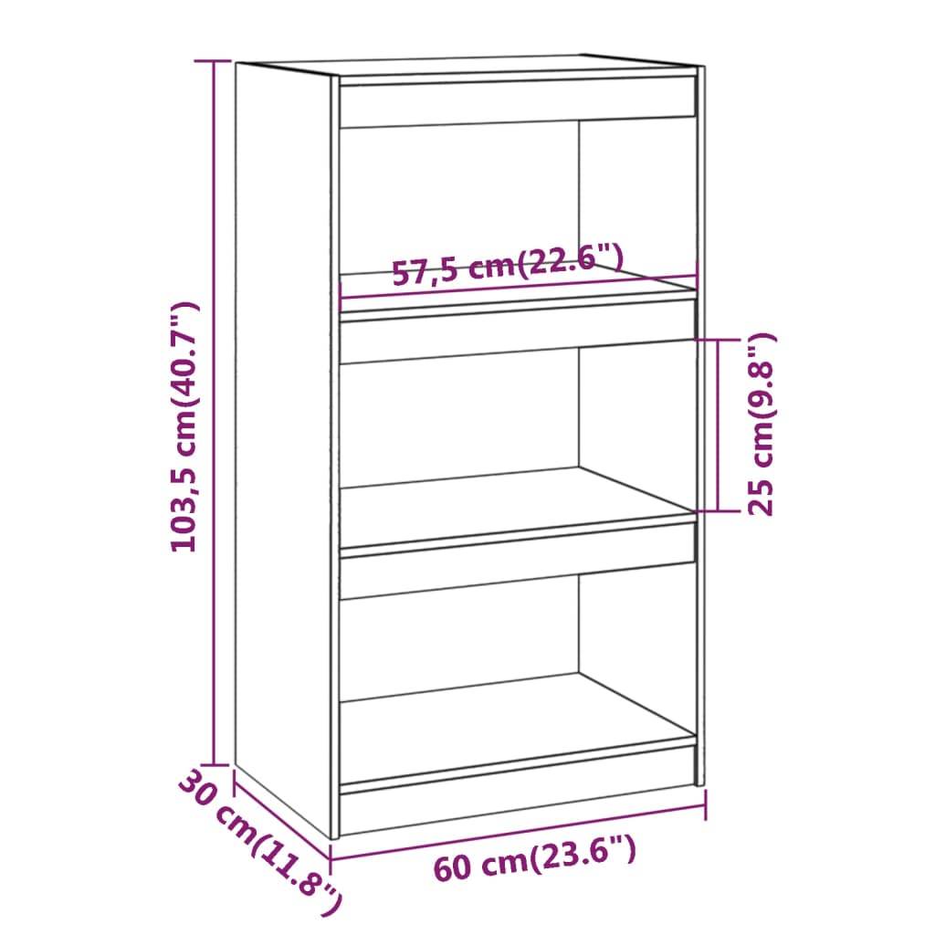 Book Cabinet/Room Divider 60x30x103.5 cm Solid Wood Pine