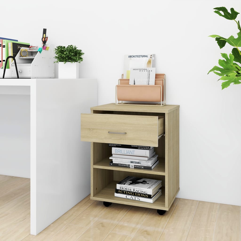 Rolling Cabinet Sonoma Oak 46x36x59 cm Engineered Wood