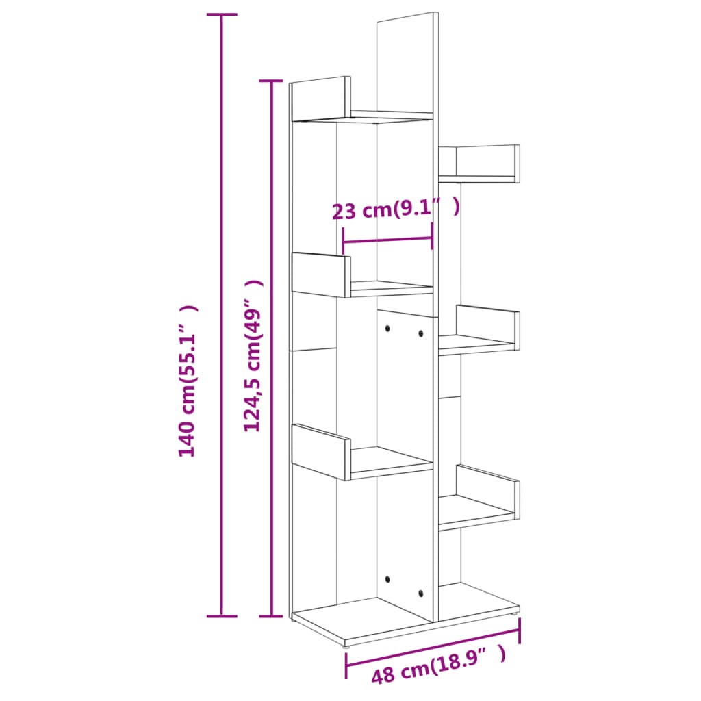 Book Cabinet Concrete Grey 48x25.5x140 cm Engineered Wood