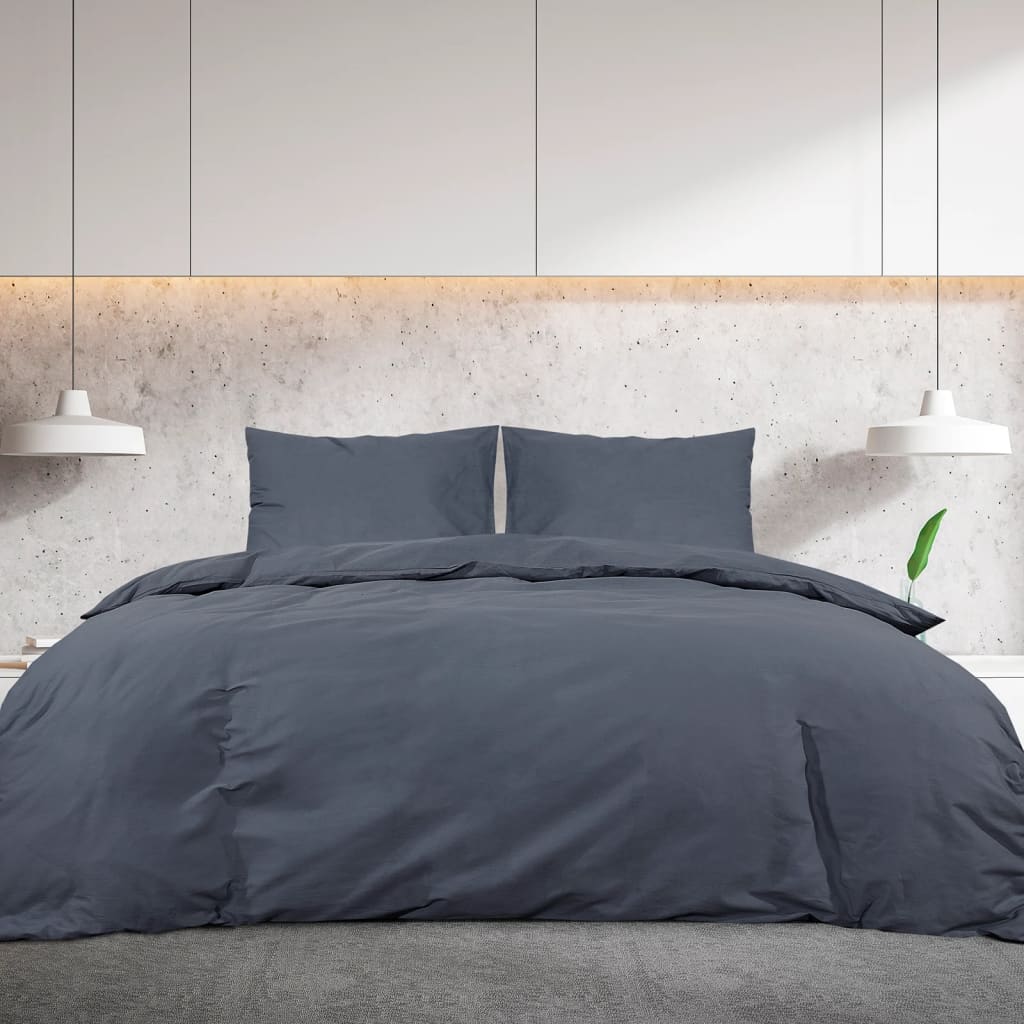 Duvet Cover Set Anthracite 140x200 cm Light-weight Microfiber