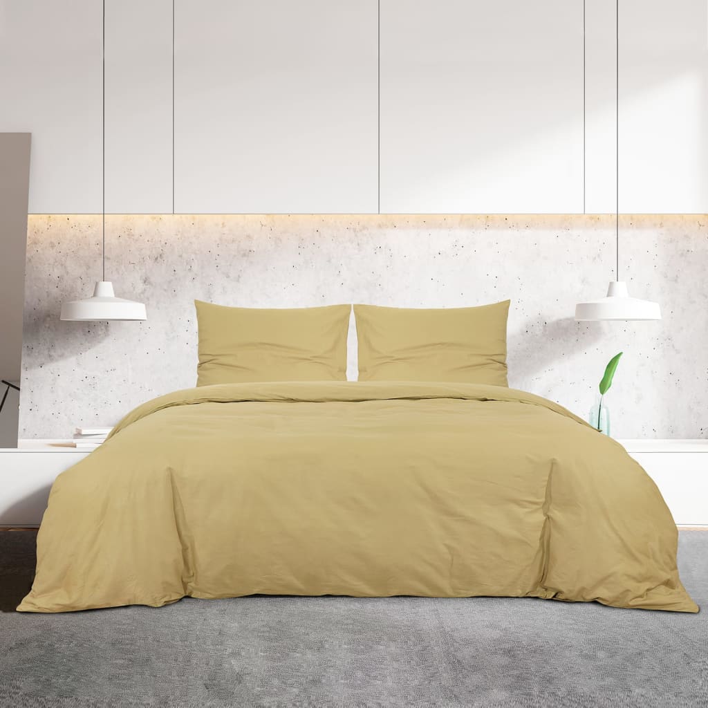 Duvet Cover Set Taupe 135x200 cm Cotton