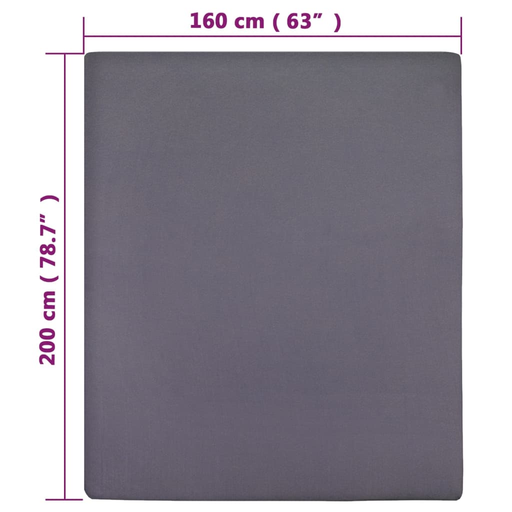 Jersey Fitted Sheets 2 pcs Anthracite 160x200 cm Cotton