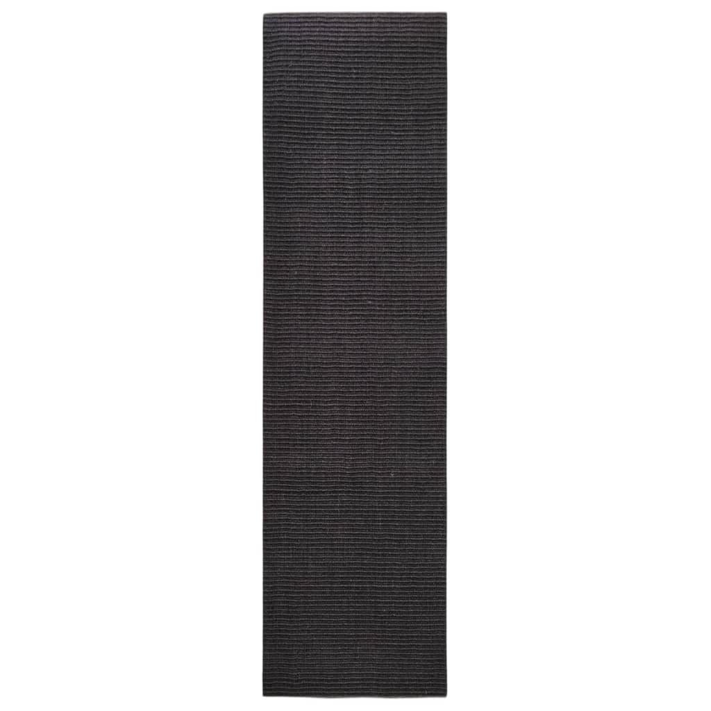 Rug Natural Sisal 80x300 cm Black