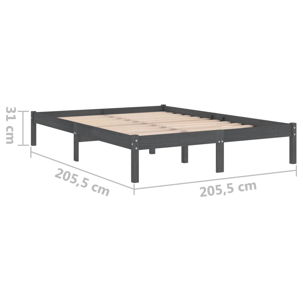 810039 vidaXL Bed Frame without Mattress Grey Solid Wood 200x200 cm