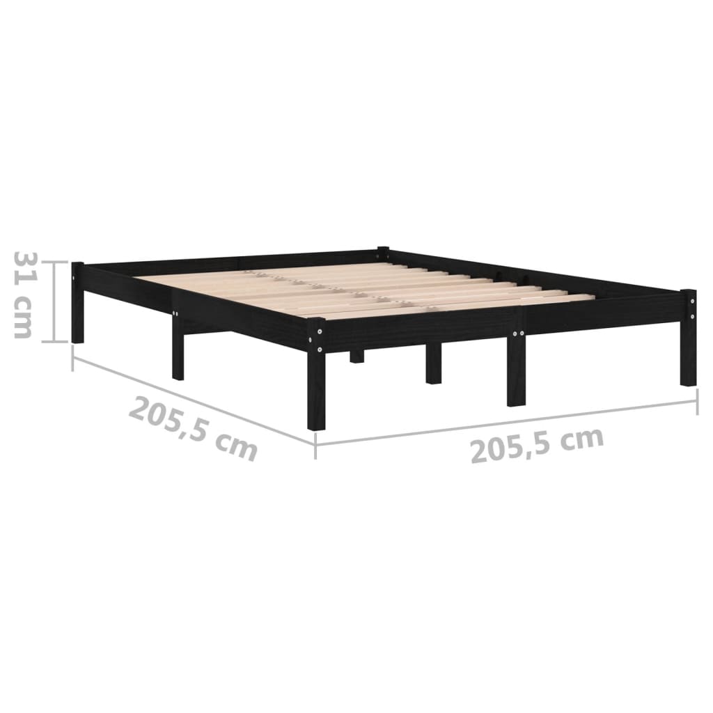 810041 vidaXL Bed Frame without Mattress Black Solid Wood 200x200 cm