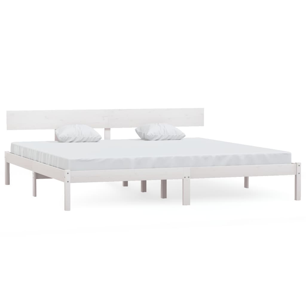Bed Frame without Mattress White Solid Wood 200x200 cm