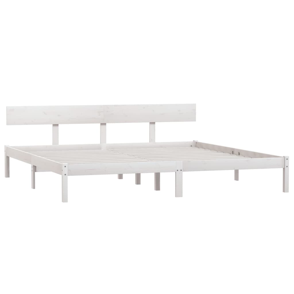 Bed Frame without Mattress White Solid Wood 200x200 cm