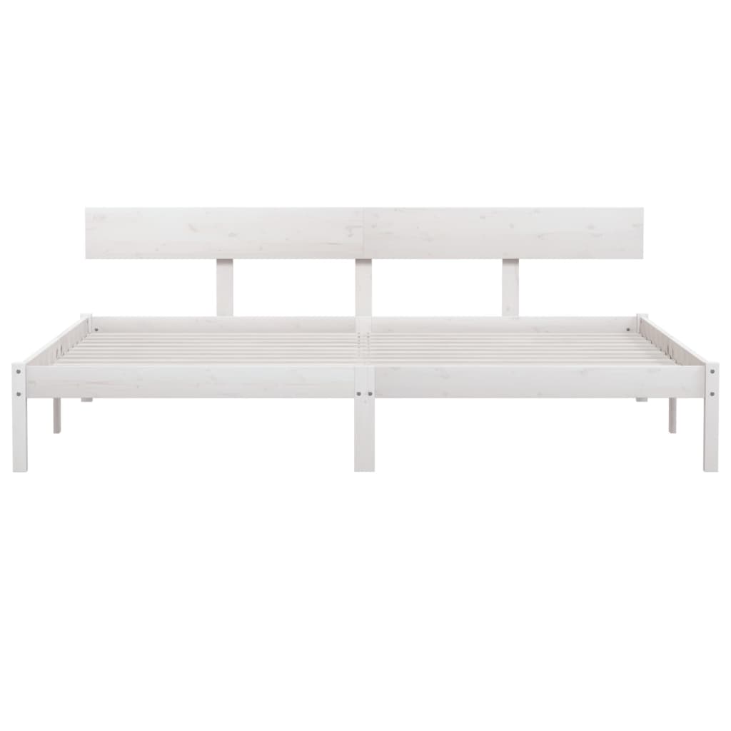Bed Frame without Mattress White Solid Wood 200x200 cm
